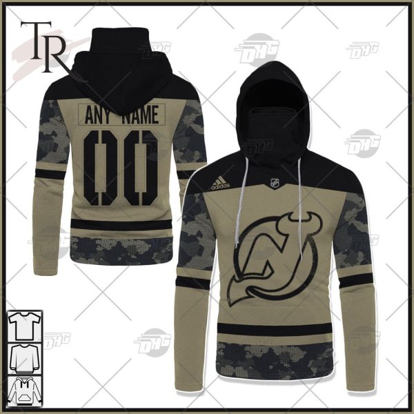 Personalized NHL New Jersey Devils Camo Military Appreciation Team Authentic Custom Practice Jersey Hoodie 3D