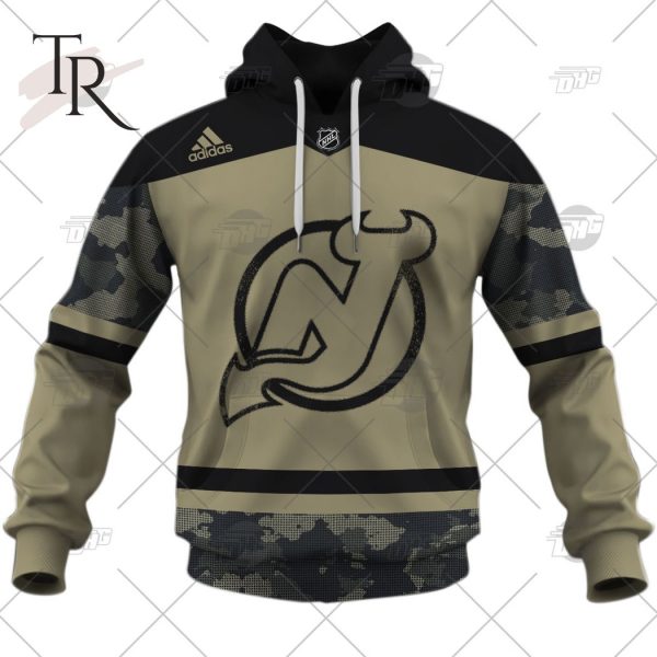 Personalized NHL New Jersey Devils Camo Military Appreciation Team Authentic Custom Practice Jersey Hoodie 3D