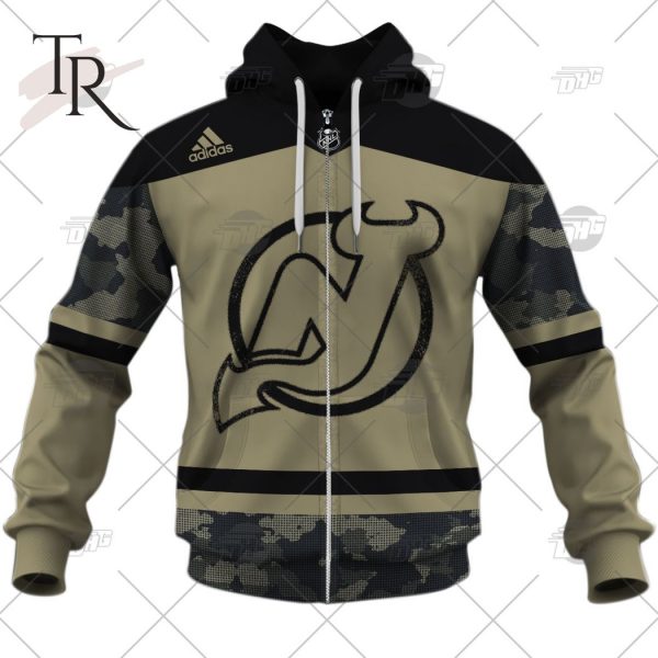 Personalized NHL New Jersey Devils Camo Military Appreciation Team Authentic Custom Practice Jersey Hoodie 3D