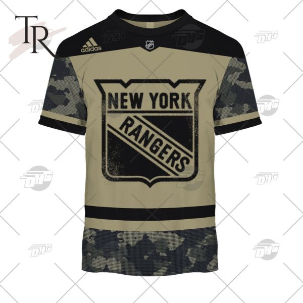 Personalized NHL New York Rangers Camo Military Appreciation Team Authentic Custom Practice Jersey Hoodie 3D