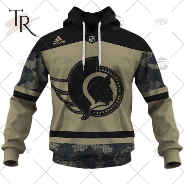 Personalized NHL Ottawa Senators Camo Military Appreciation Team Authentic Custom Practice Jersey Hoodie 3D