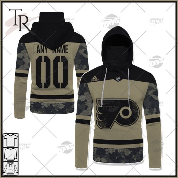 Personalized NHL Philadelphia Flyers Camo Military Appreciation Team Authentic Custom Practice Jersey Hoodie 3D