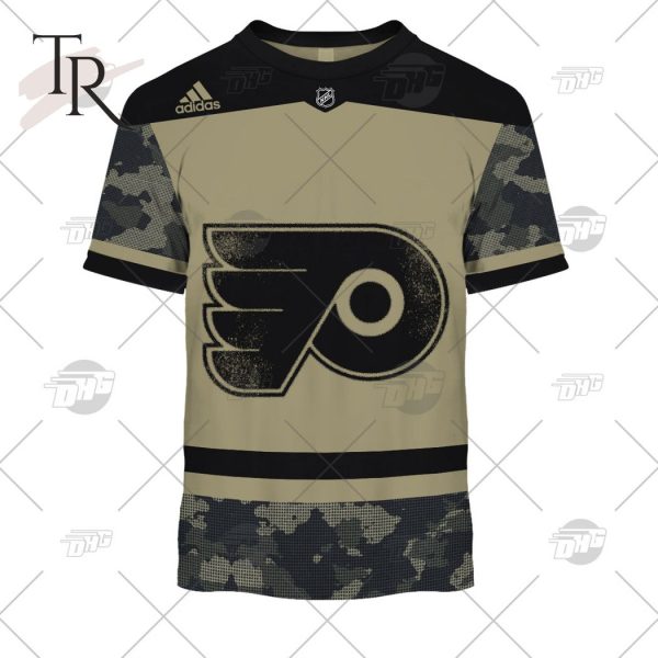 Personalized NHL Philadelphia Flyers Camo Military Appreciation Team Authentic Custom Practice Jersey Hoodie 3D