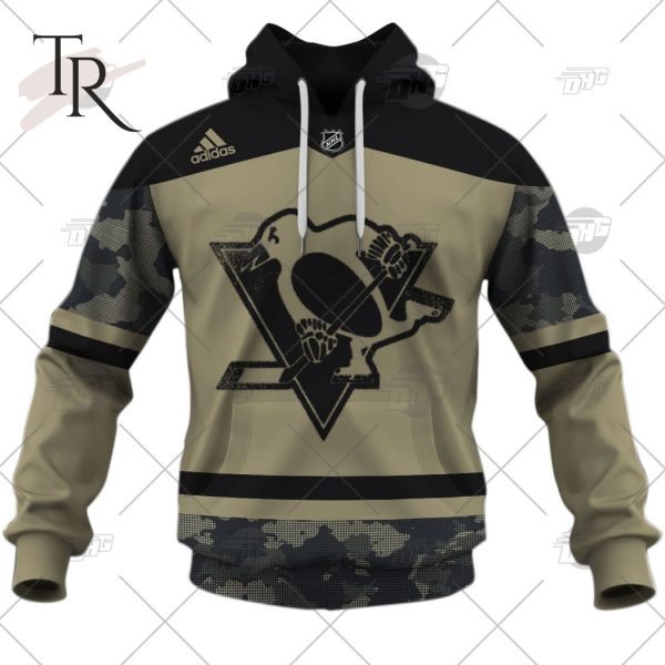 Personalized NHL Pittsburgh Penguins Camo Military Appreciation Team Authentic Custom Practice Jersey Hoodie 3D