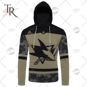 Personalized NHL San Jose Sharks Camo Military Appreciation Team Authentic Custom Practice Jersey Hoodie 3D