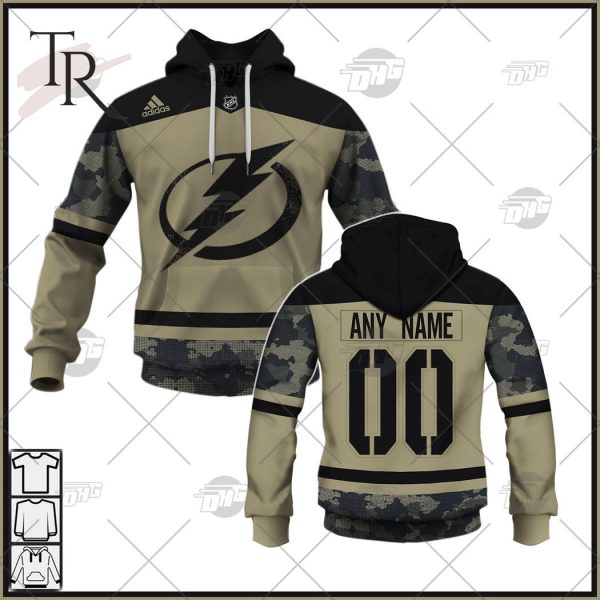 Personalized NHL Tampa Bay Lightning Camo Military Appreciation Team Authentic Custom Practice Jersey Hoodie 3D
