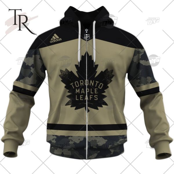 Personalized NHL Toronto Maple Leafs Camo Military Appreciation Team Authentic Custom Practice Jersey Hoodie 3D