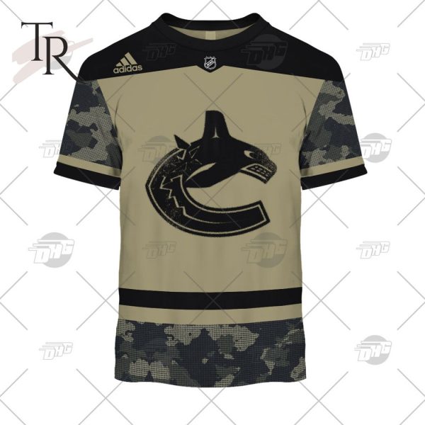 Personalized NHL Vancouver Canucks Camo Military Appreciation Team Authentic Custom Practice Jersey Hoodie 3D