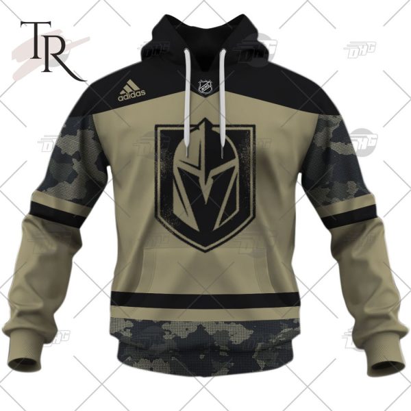 Personalized NHL Vegas Golden Knights Camo Military Appreciation Team Authentic Custom Practice Jersey Hoodie 3D