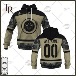 Personalized NHL Winnipeg Jets Camo Military Appreciation Team Authentic Custom Practice Jersey Hoodie 3D