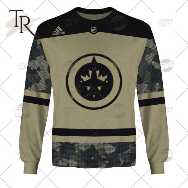 Personalized NHL Winnipeg Jets Camo Military Appreciation Team Authentic Custom Practice Jersey Hoodie 3D