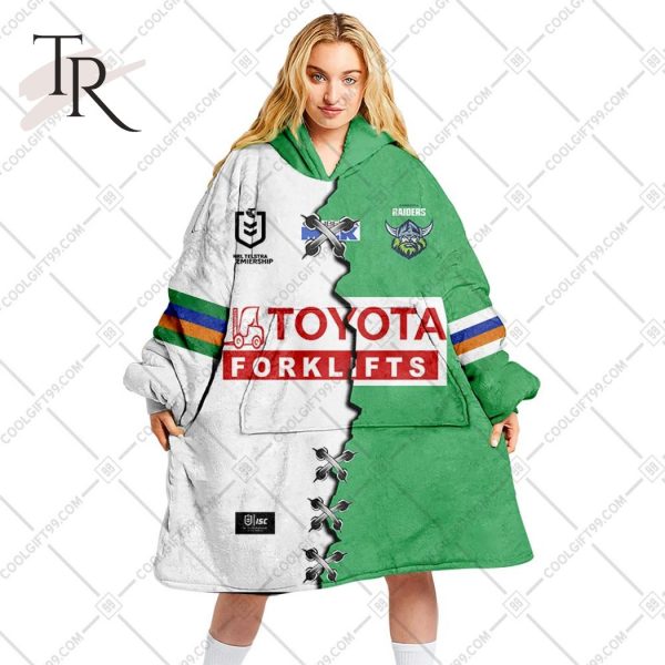 Personalized NRL Canberra Raiders Mix V2 Jersey Oodie, Flanket, Blanket Hoodie, Snuggie