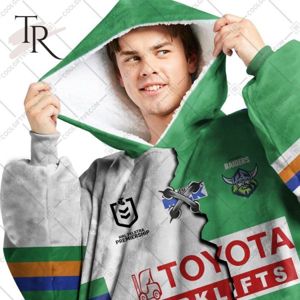 Personalized NRL Canberra Raiders Mix V2 Jersey Oodie, Flanket, Blanket Hoodie, Snuggie