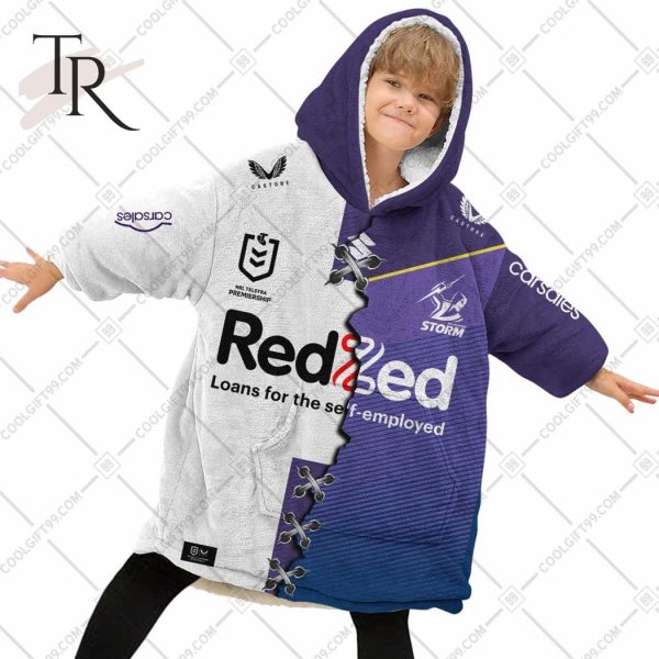 Personalized NRL Melbourne Storm Mix V2 Jersey Oodie, Flanket, Blanket Hoodie, Snuggie