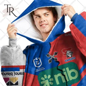 Personalized NRL Newcastle Knights Mix V2 Jersey Oodie, Flanket, Blanket Hoodie, Snuggie