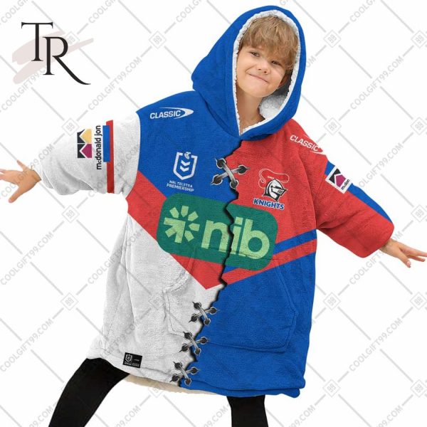 Personalized NRL Newcastle Knights Mix V2 Jersey Oodie, Flanket, Blanket Hoodie, Snuggie