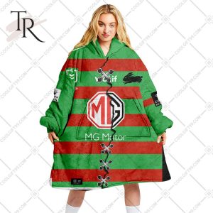Personalized NRL South Sydney Rabbitohs Mix V2 Jersey Oodie, Flanket, Blanket Hoodie, Snuggie