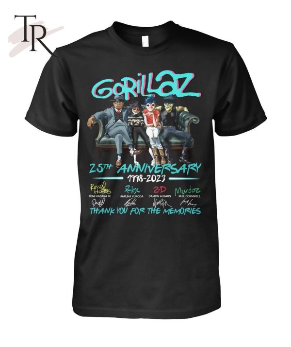 Gorillaz 25th Anniversary 1988 – 2023 Thank You For The Memories Unisex T-Shirt – Limited Edition