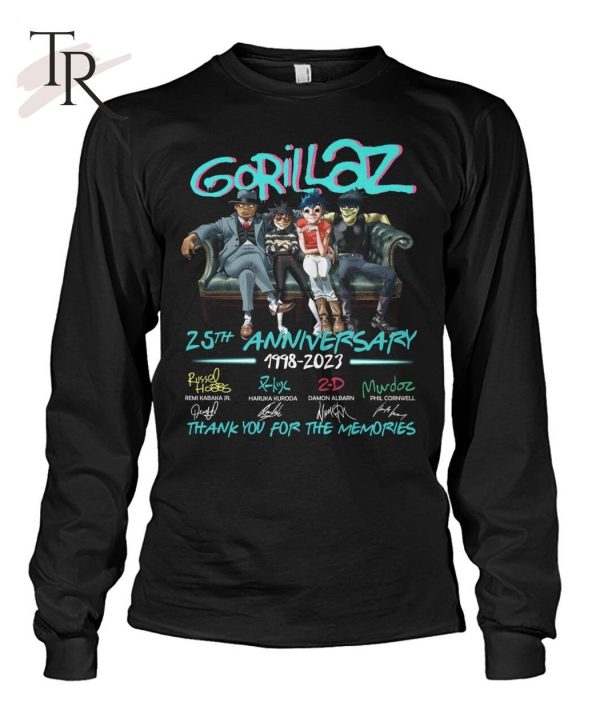 Gorillaz 25th Anniversary 1988 – 2023 Thank You For The Memories Unisex T-Shirt – Limited Edition