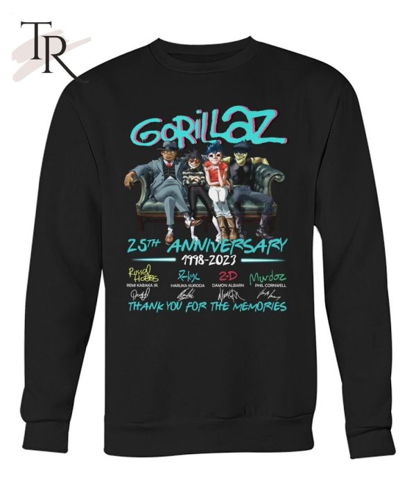 Gorillaz 25th Anniversary 1988 – 2023 Thank You For The Memories Unisex T-Shirt – Limited Edition