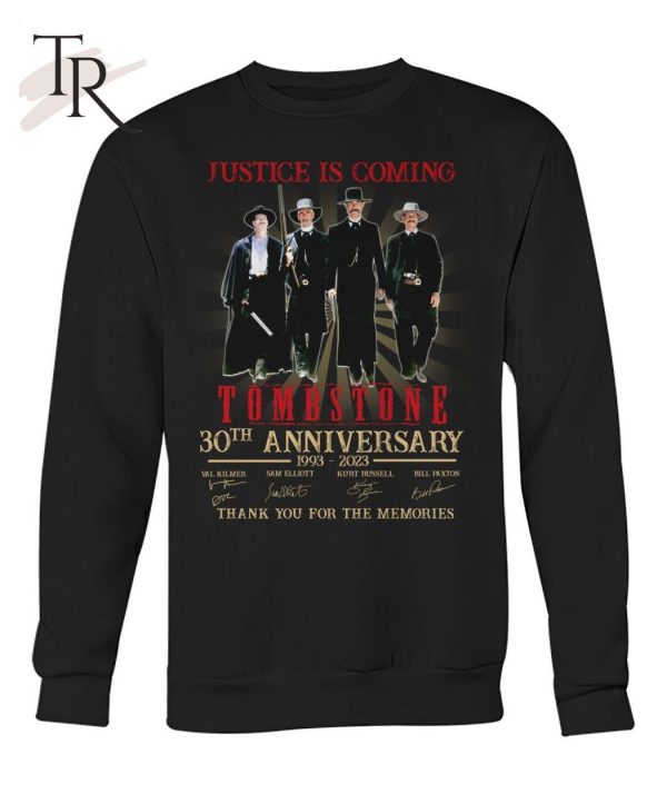 Justice Is Coming Tombstone 30th Anniversary 1993 – 2023 Thank You For The Memories Unisex T-Shirt – Limited Edition