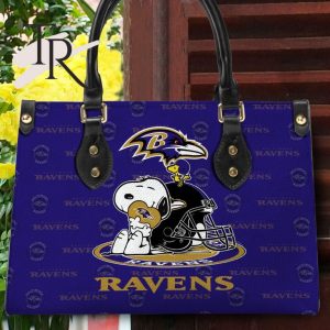 Baltimore Ravens NFL Snoopy Women Premium Leather Hand Bag
