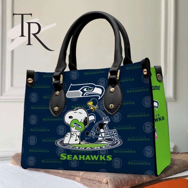 Seattle Seahawks NFL Snoopy Women Premium Leather Hand Bag