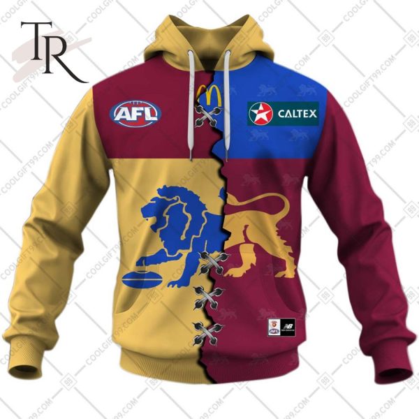 Personalized Guernsey Mix V2 AFL Brisbane Lions Hoodie 3D