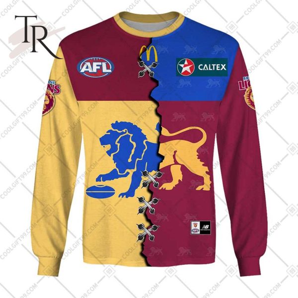 Personalized Guernsey Mix V2 AFL Brisbane Lions Hoodie 3D