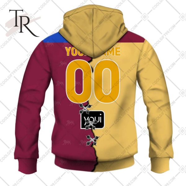 Personalized Guernsey Mix V2 AFL Brisbane Lions Hoodie 3D