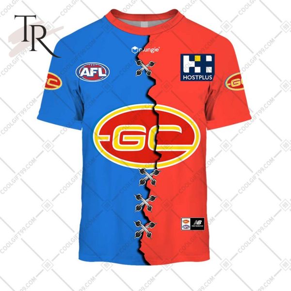 Personalized Guernsey Mix V2 AFL Gold Coast Suns Hoodie 3D