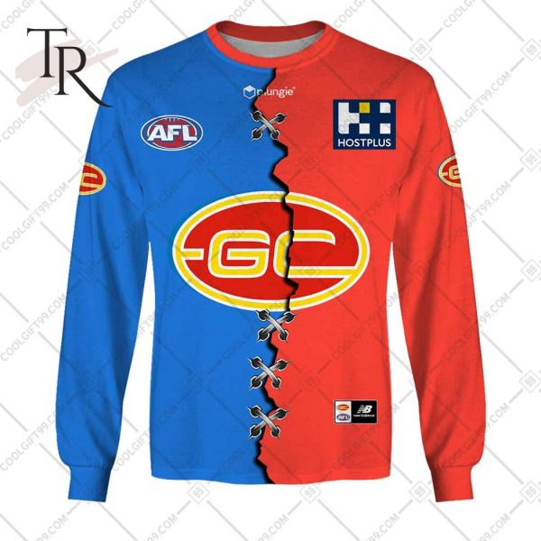 Personalized Guernsey Mix V2 AFL Gold Coast Suns Hoodie 3D