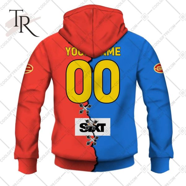 Personalized Guernsey Mix V2 AFL Gold Coast Suns Hoodie 3D