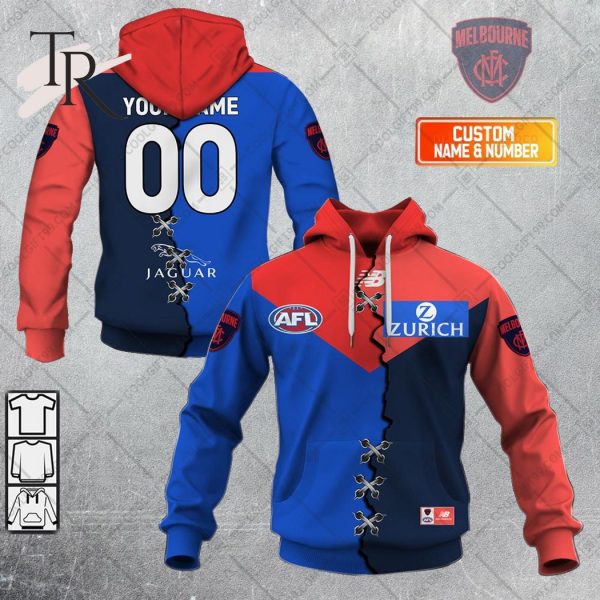 Personalized Guernsey Mix V2 AFL Melbourne Demons Hoodie 3D