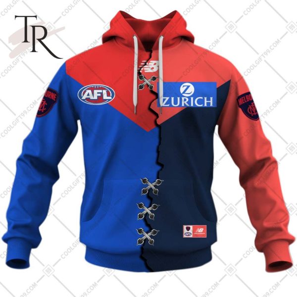 Personalized Guernsey Mix V2 AFL Melbourne Demons Hoodie 3D