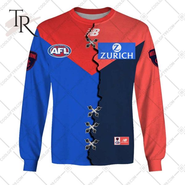 Personalized Guernsey Mix V2 AFL Melbourne Demons Hoodie 3D