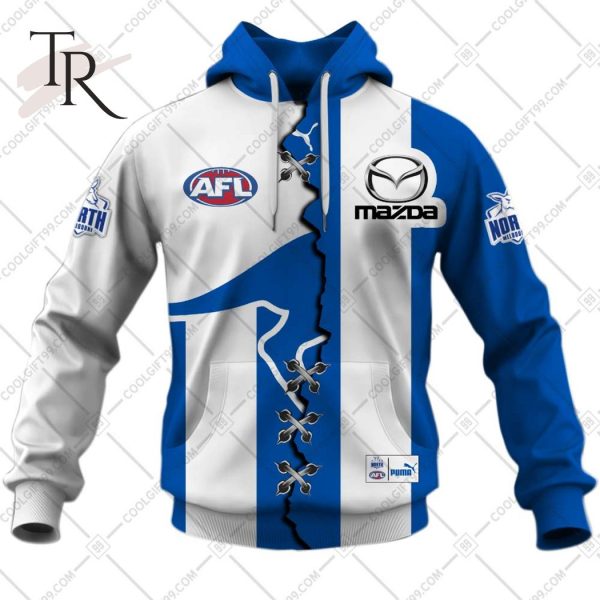 Personalized Guernsey Mix V2 AFL North Melbourne Kangaroos Hoodie 3D