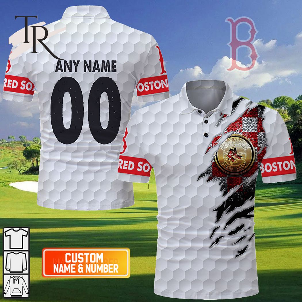 Personalized MLB Boston Red Sox Mix Golf Style Polo Shirt