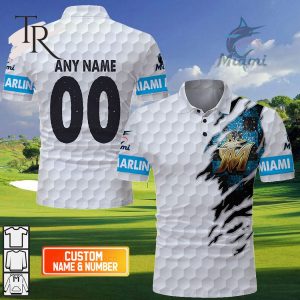 Personalized MLB Miami Marlins Mix Golf Style Polo Shirt