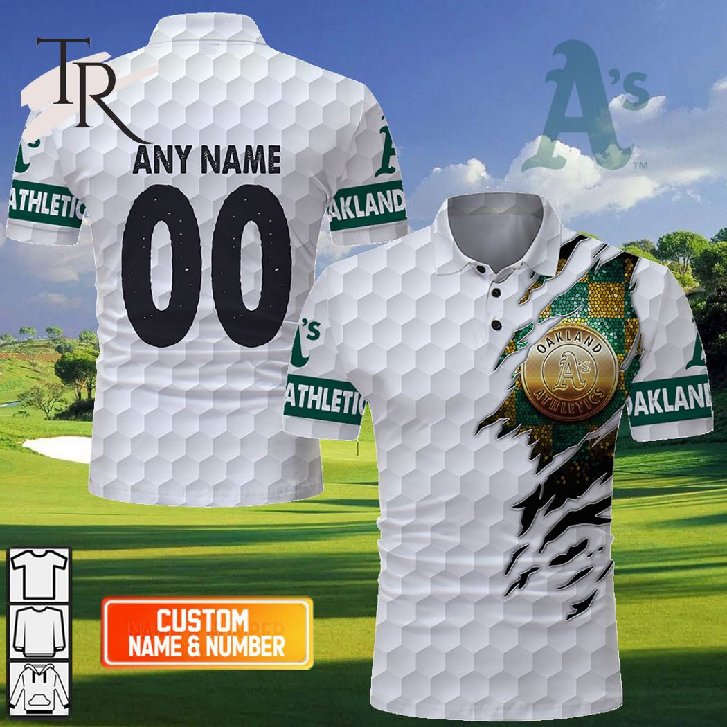 Personalized MLB Oakland Athletics Mix Golf Style Polo Shirt