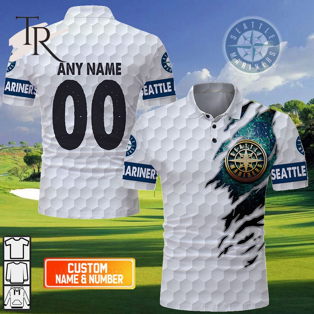 Personalized MLB Seattle Mariners Mix Golf Style Polo Shirt