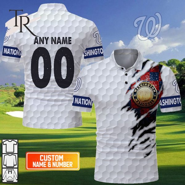 Personalized MLB Washington Nationals Mix Golf Style Polo Shirt