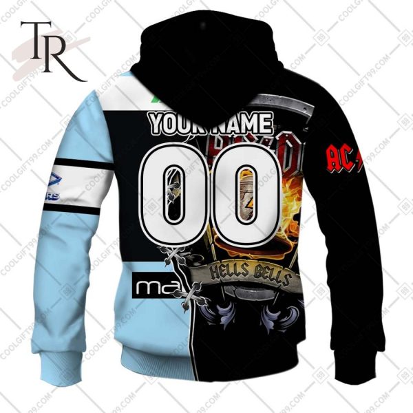 Personalized NRL Cronulla Sutherland Sharks x AC DC Hoodie 3D