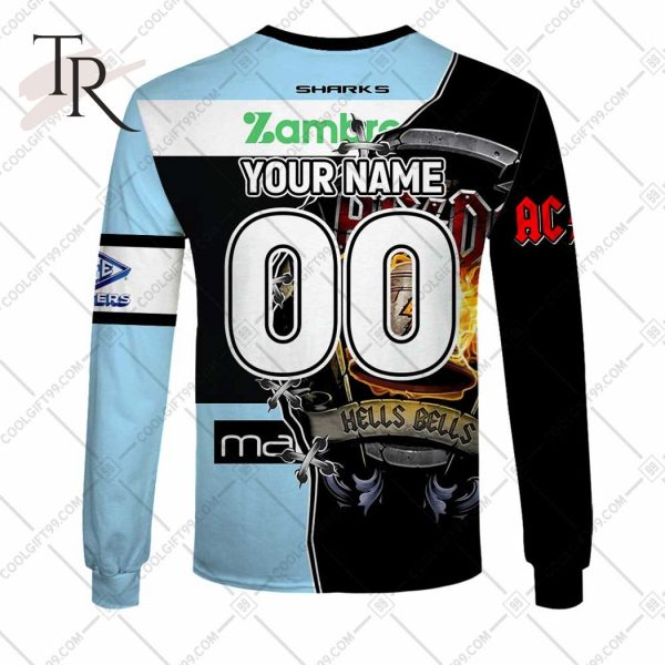Personalized NRL Cronulla Sutherland Sharks x AC DC Hoodie 3D