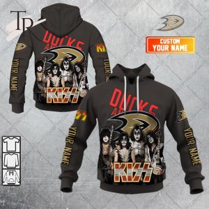 Personalized NHL Anaheim Ducks x Kiss Band V2 Style Hoodie 3D