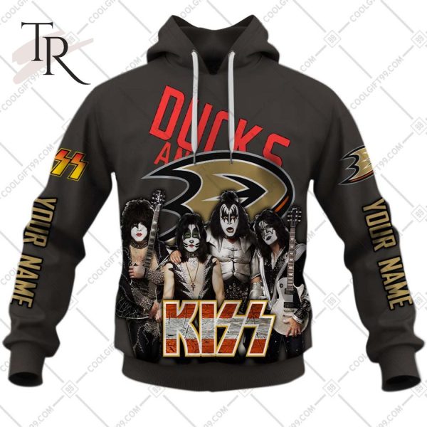 Personalized NHL Anaheim Ducks x Kiss Band V2 Style Hoodie 3D