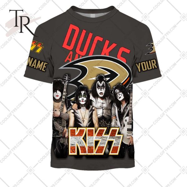 Personalized NHL Anaheim Ducks x Kiss Band V2 Style Hoodie 3D