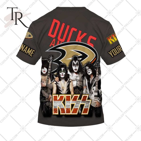 Personalized NHL Anaheim Ducks x Kiss Band V2 Style Hoodie 3D