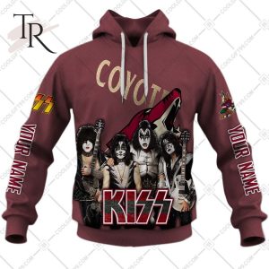 Personalized NHL Arizona Coyotes x Kiss Band V2 Style Hoodie 3D