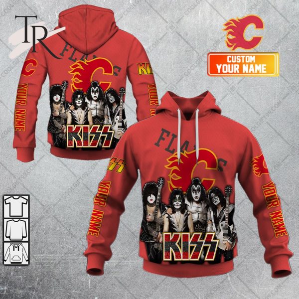 Personalized NHL Calgary Flames x Kiss Band V2 Style Hoodie 3D